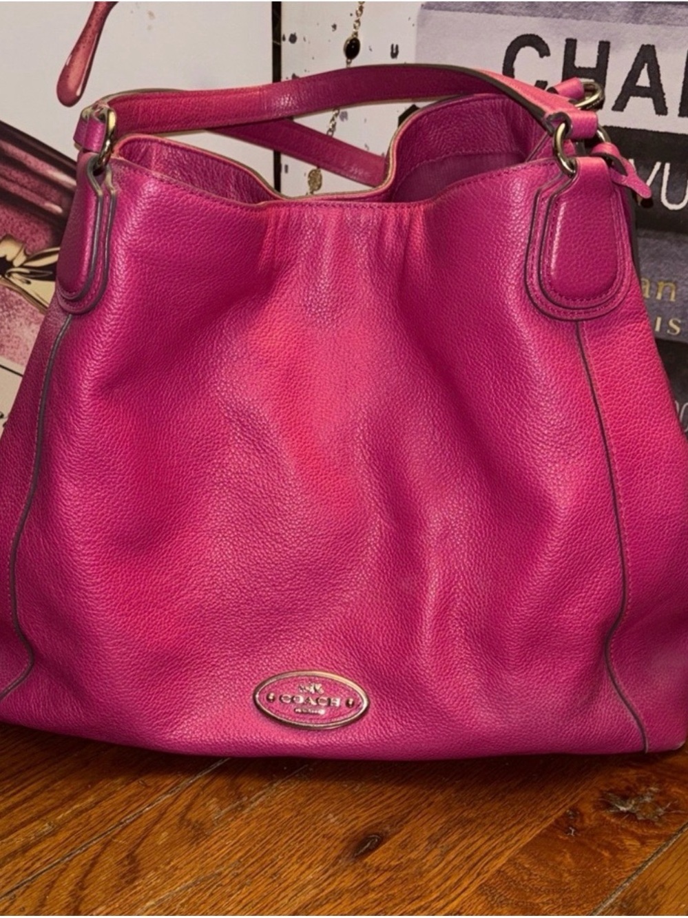 Coach Hot Pink Pebbled Leather Shoulder Hobo